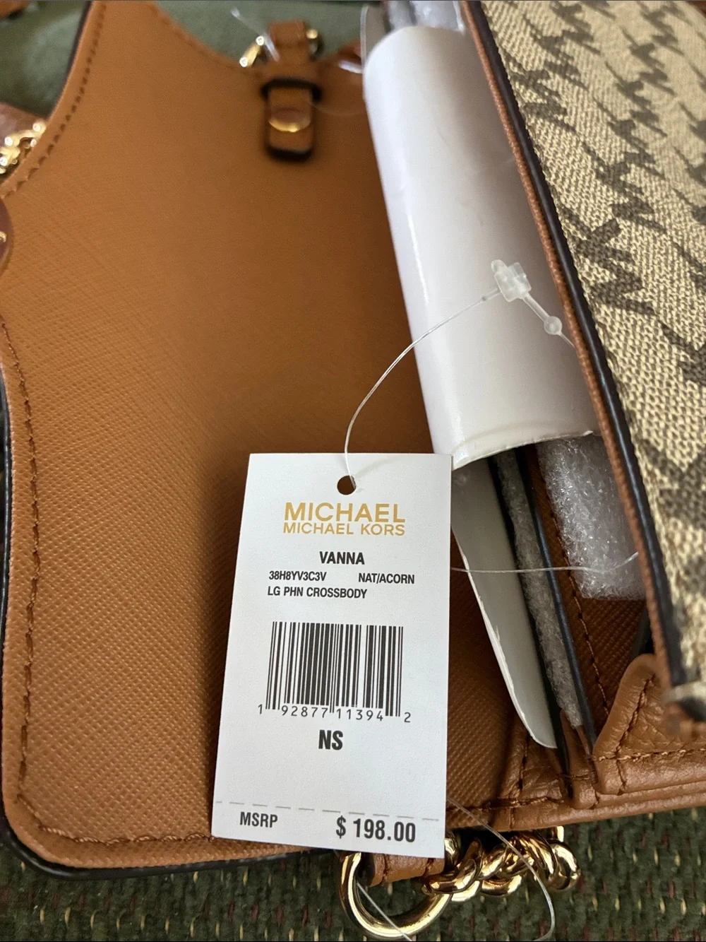 Michael Kors Brown & Cream MK Logo Crossbody Bag